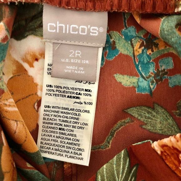 Chico’s Floral Wide Leg Pull On Pants Size 2R (12-14). Soft and comfortable. - Picture 6 of 8